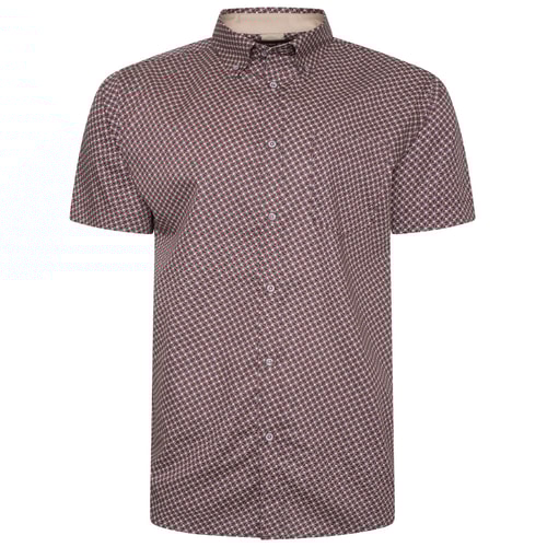 KAM Geo Print Shirt Burgundy